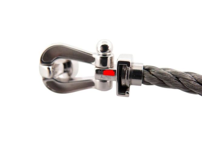 Bracelet bracelet FRED force 10 mm manille or blanc 18k cable acier t16 18cm 58 Facettes 267890