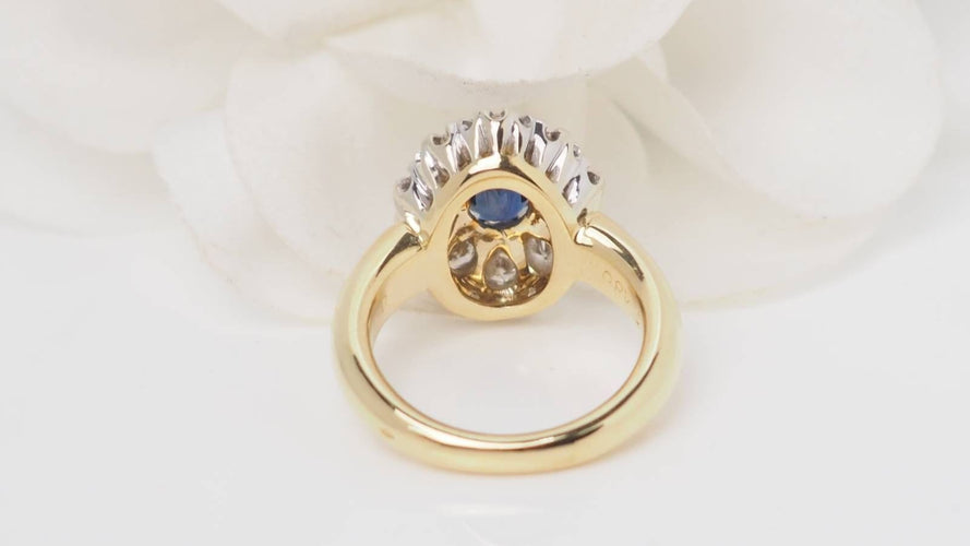 Bague 52 Bague Pompadour en or jaune, saphir et diamants 58 Facettes 32521