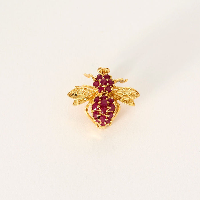 Broche Abeille or jaune rubis