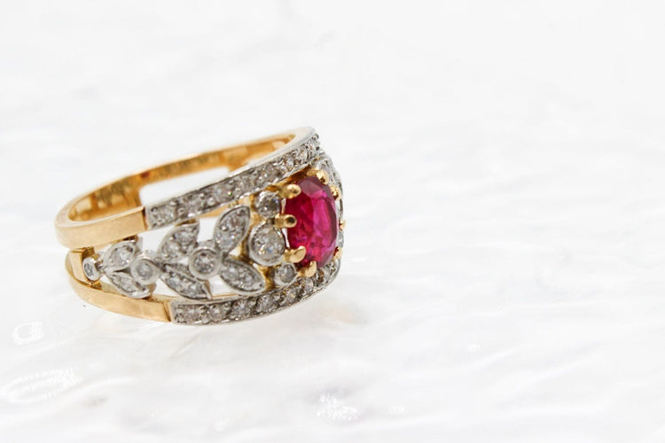 Bague 61 Bague large rubis diamants 58 Facettes 250220