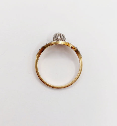 Bague 56 Bague tourbillon antique en or 18k et platine, diamant taille ancienne et diamants roses 58 Facettes A06434