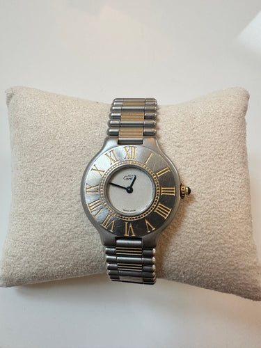CARTIER - Montre Must 21 vintage – acier & plaqué or 58 Facettes LV114