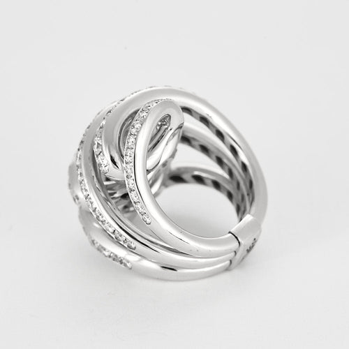 Bague 53 DE GRISOGONO - Bague coktail en or blanc pavée de diamants blancs 58 Facettes