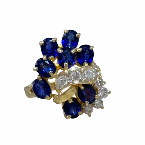 Bague 55 Bague or jaune, saphirs, diamants 58 Facettes