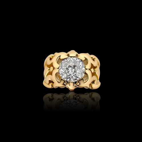 Bague en or jaune et diamants de style Belle Époque français