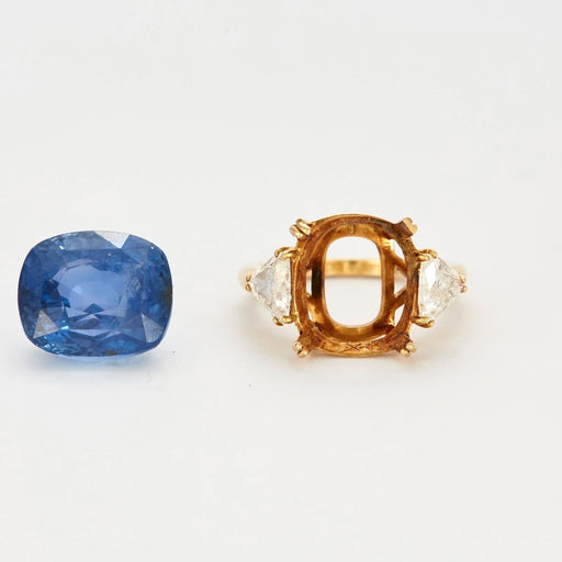 BOUCHERON ring - Ceylon sapphire ring, yellow gold and diamonds 58 Facettes