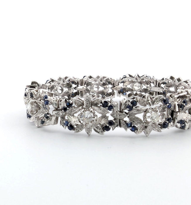 Bracelet Bracelet années 1950 en or blanc avec saphirs et diamants 58 Facettes