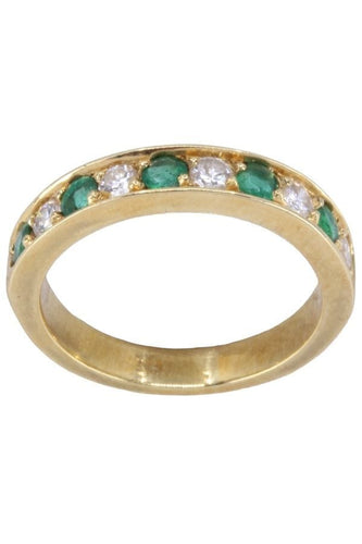 Bague 52 Demi alliance émeraudes et diamants 58 Facettes 088081
