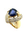 Bague 52 Bague Vintage or jaune 18K, saphir et diamants 58 Facettes