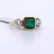 Bague 56 Bague vintage en or jaune 18 carats ornée d'une émeraude et de diamants 58 Facettes