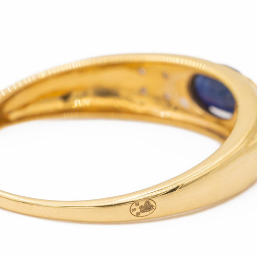 Bague Or jaune, Or blanc Saphir, Diamant