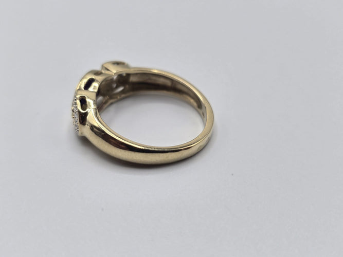Bague 54 Bague OR Jaune 14k sertie d'une tourmaline au centre et d'éclats de diamants sur les côtés 58 Facettes 1-0000437/5