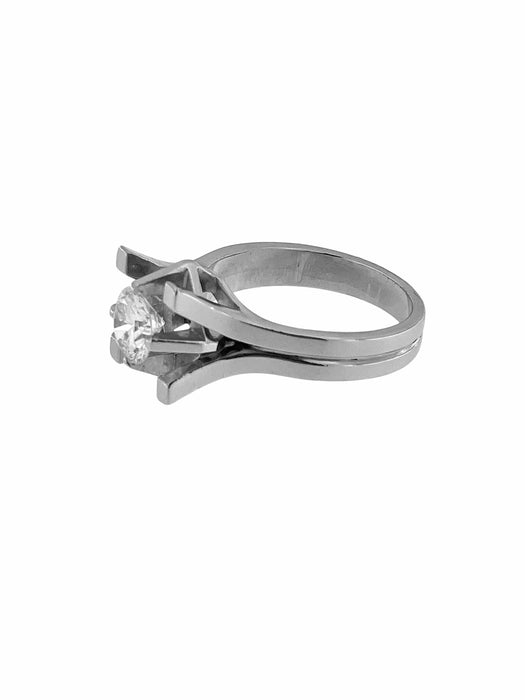 Bague 50.5 Bague solitaire certifiée HRD en palladium et diamant 58 Facettes