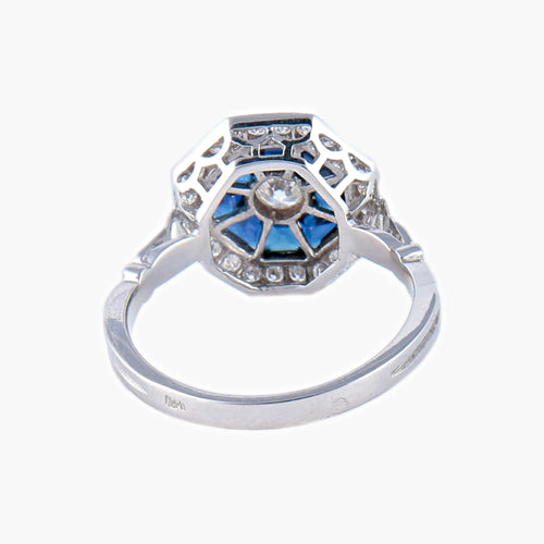 Bague style Art Déco Saphirs Diamants