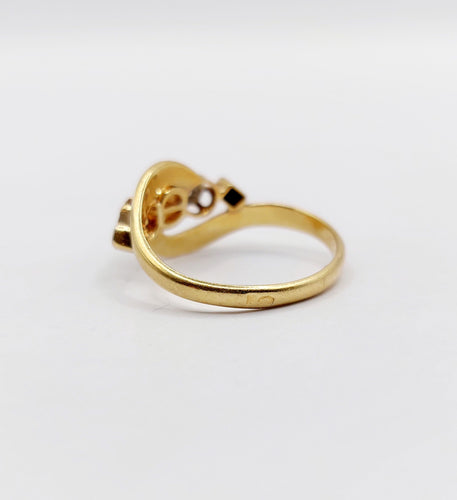 Bague 50.5 Bague or jaune, perle et diamants taille rose (circa 1900) 58 Facettes A06052