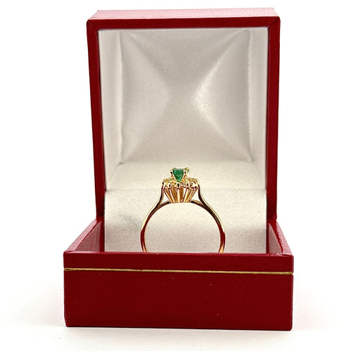 Bague 55 Bague ancienne or jaune émeraude et diamants 58 Facettes