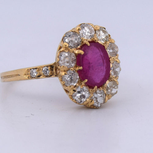 Bague 52 Bague victorienne en or jaune 18 carats avec rubis et diamants 58 Facettes AN558