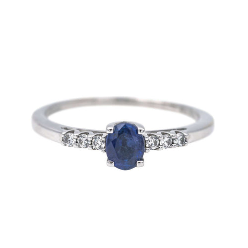 Bague 54 Bague Or blanc Saphir, Diamant 58 Facettes 4064649CN