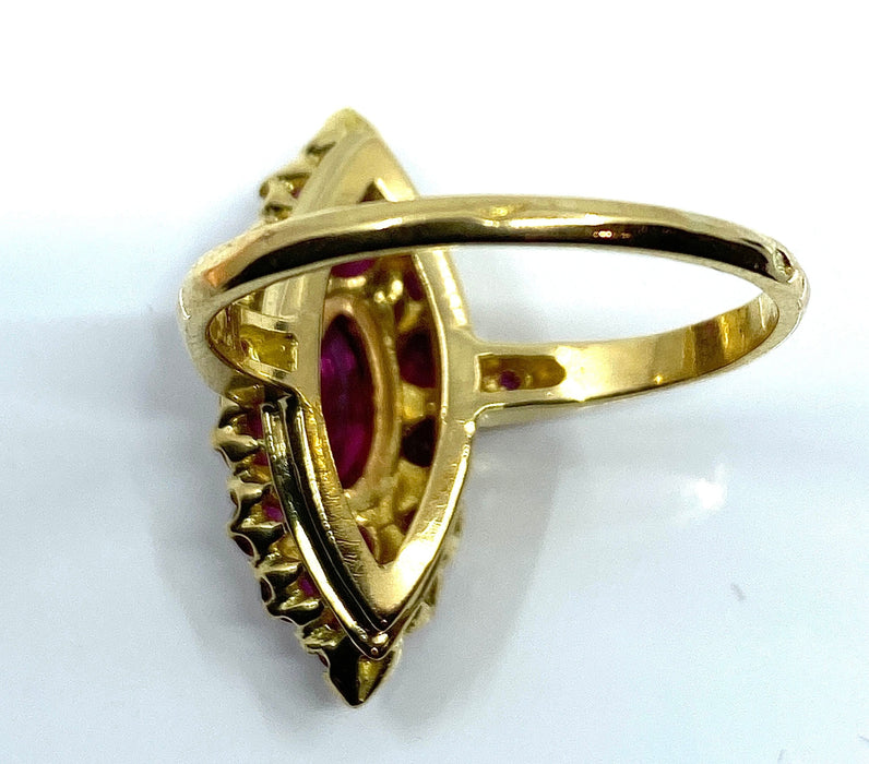 Bague 58 Bague or jaune pavée de rubis 58 Facettes AB395