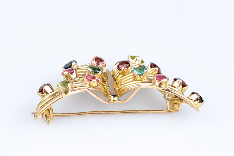 Broche Broche papillon vintage en or jaune sertie de 14 pierres fines multicolores 58 Facettes BCPAP5342-107