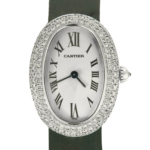 Montre CARTIER - Montre Baignoire en or blanc et diamants 58 Facettes