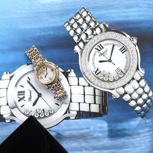 Montre Chopard Happy Sport Date Jewelry 7 Diamonds 5 Emeralds 18k Gold Steel 58 Facettes