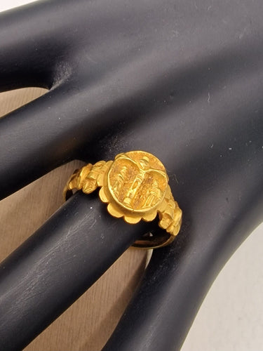 Bague Bague chevalière en or jaune, thème Jésus, fin du XIXe siècle 58 Facettes