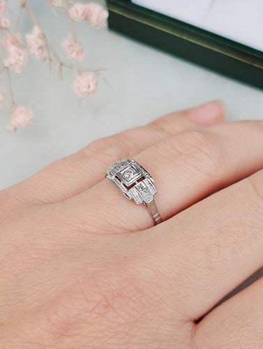 Bague 55 Bague Art Déco Diamants Or Blanc et Platine 58 Facettes 579