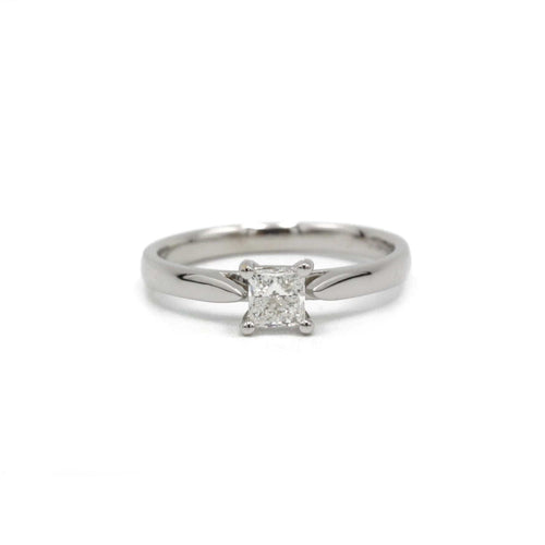 Bague 51 Solitaire or blanc diamant 58 Facettes 220466R