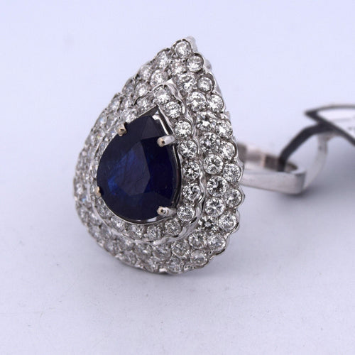 Bague 57 Bague en or blanc avec saphir et diamants 58 Facettes