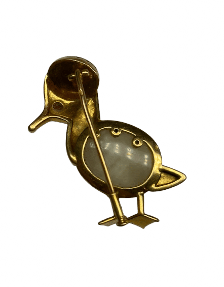 Broche Broche Cartier Vintage canard or 18K, calcédoine, agate et rubis 58 Facettes