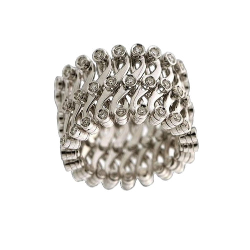 Bracelet 61 Bague-Bracelet en or blanc, Diamants Naturels 58 Facettes AG-2X20812