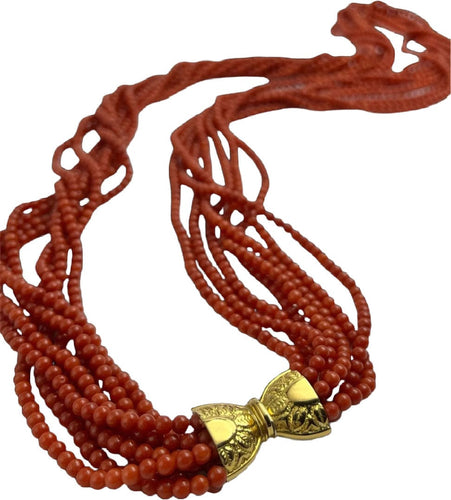 Collier Collier long multi-rangs en corail rouge méditerranéen 58 Facettes