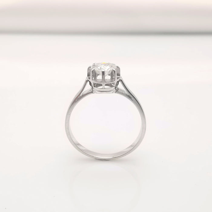 Bague Solitaire or blanc et platine sertie d'un diamant 58 Facettes