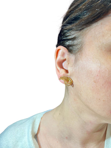 Boucles d'oreilles Boucles d’oreilles or jaune feuillage à volutes, clips, années 1950 58 Facettes
