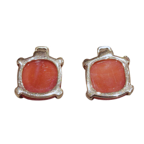 Pendientes démontables en or blanc et rose et corail et diamants