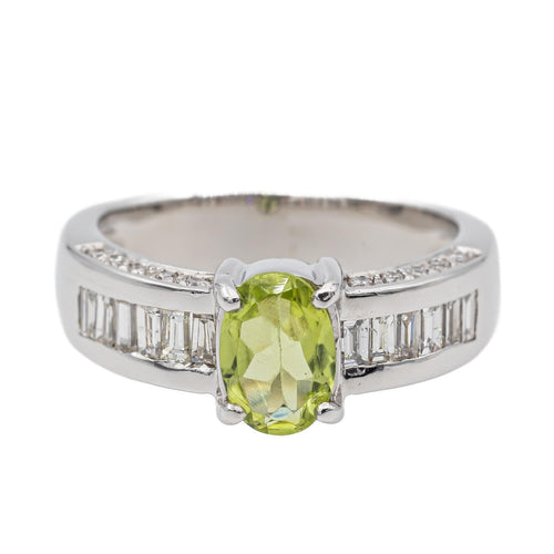 Bague 46 Bague Or blanc Péridot, Diamant 58 Facettes 2675134CN