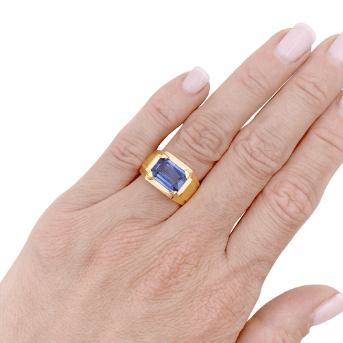 Bague 52 Bague or jaune et saphir ceylan 2,79 cts. 58 Facettes 34689