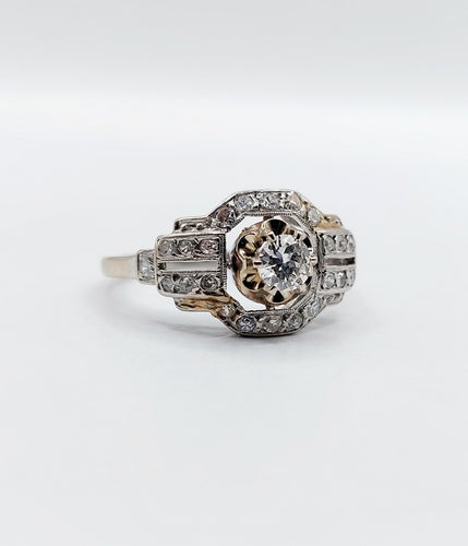 Bague 55 Bague tank Art déco en platine et diamant 0,25 carat (circa 1920) 58 Facettes A06508