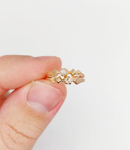 Bague 47 Bague antique toi et moi or rose 18k diamants taille roses (circa 1900) 58 Facettes A06295