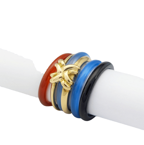 Bague 55 Bague modulable Sylvie Lambert en or jaune et résine multicolor 58 Facettes 32270