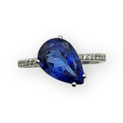 Bague 50 Bague or blanc 750 diamants et tanzanite 58 Facettes 149060163