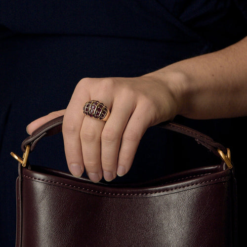 Bague 55 Bague en or jaune et rubis 58 Facettes RAM3261