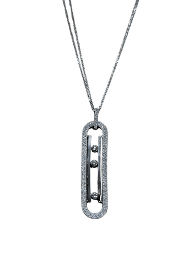 Collier Messika - Sautoir Move 10th Anniversary - Or blanc et Diamants 58 Facettes 1.0000887/1