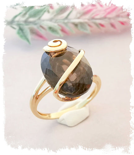 Bague 54.5 Bague Quartz fumé Or Jaune 58 Facettes AB 1074