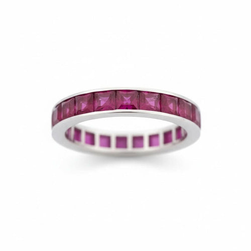 Bague 52 Bague Alliance Éternité Vintage en Or Blanc et Rubis Naturels 58 Facettes 351