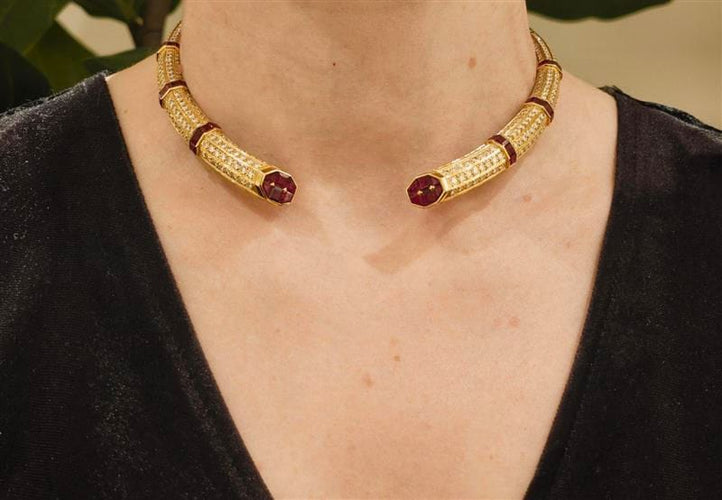 Collier Fred Collier Torque  Or jaune Diamant, Rubis 58 Facettes 2576876CN