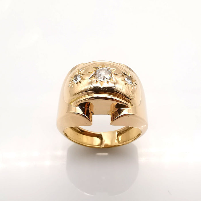 Bague 57 Bague tank or jaune diamants 58 Facettes