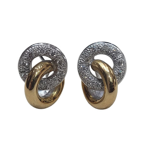 Boucles d'oreilles Boucles d'oreilles en diamants et or jaune et blanc 18 carats 58 Facettes PE15