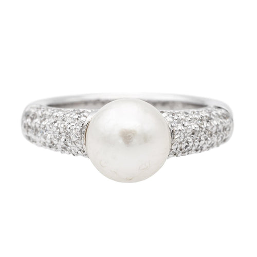 Bague 53 Bague Cocktail Or blanc Perle, Diamant 58 Facettes 2686301CN